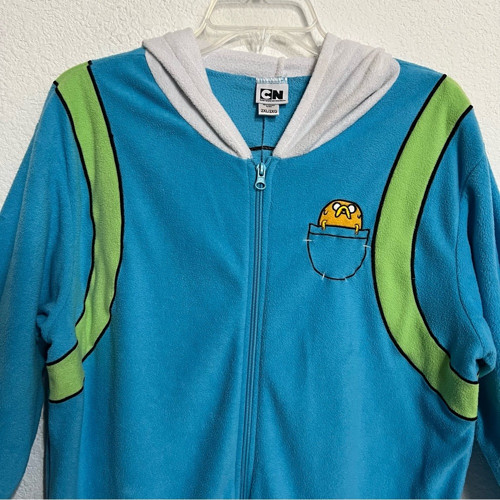 Adventure Time Finn the Human Cartoon Network Fleece Onesie Costume Unisex 2XL - Picture 4 of 16